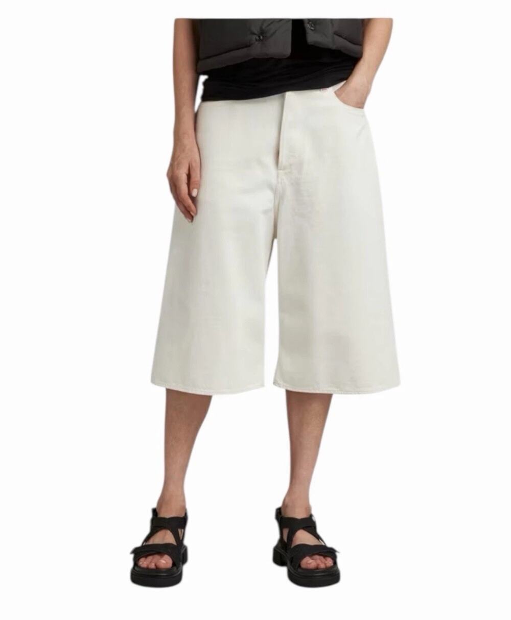 G-Star RAW Patti Wide Leg Cropped Denim Culottes Ecru Utility Jeans Size 26 NWT